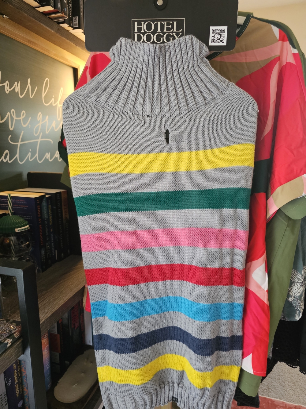 Dogs Gray Striped Turtleneck Sweater - Multicolor Stripes - Picture 2 of 5
